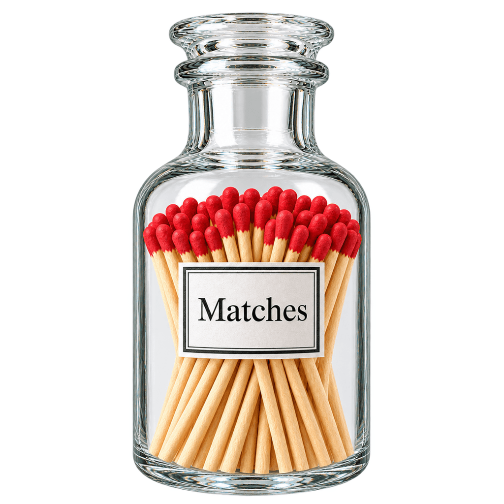Matches in Glass Jar - Red