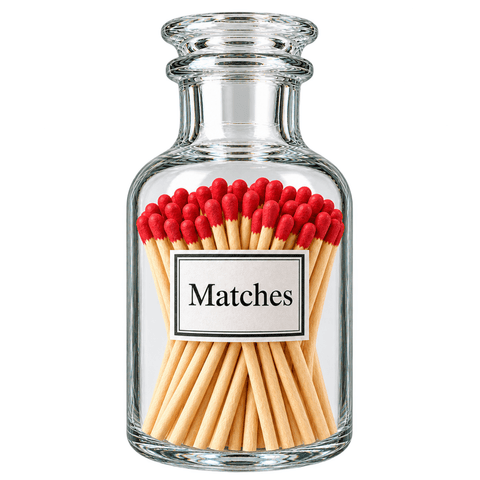 Matches in Glass Jar - Red