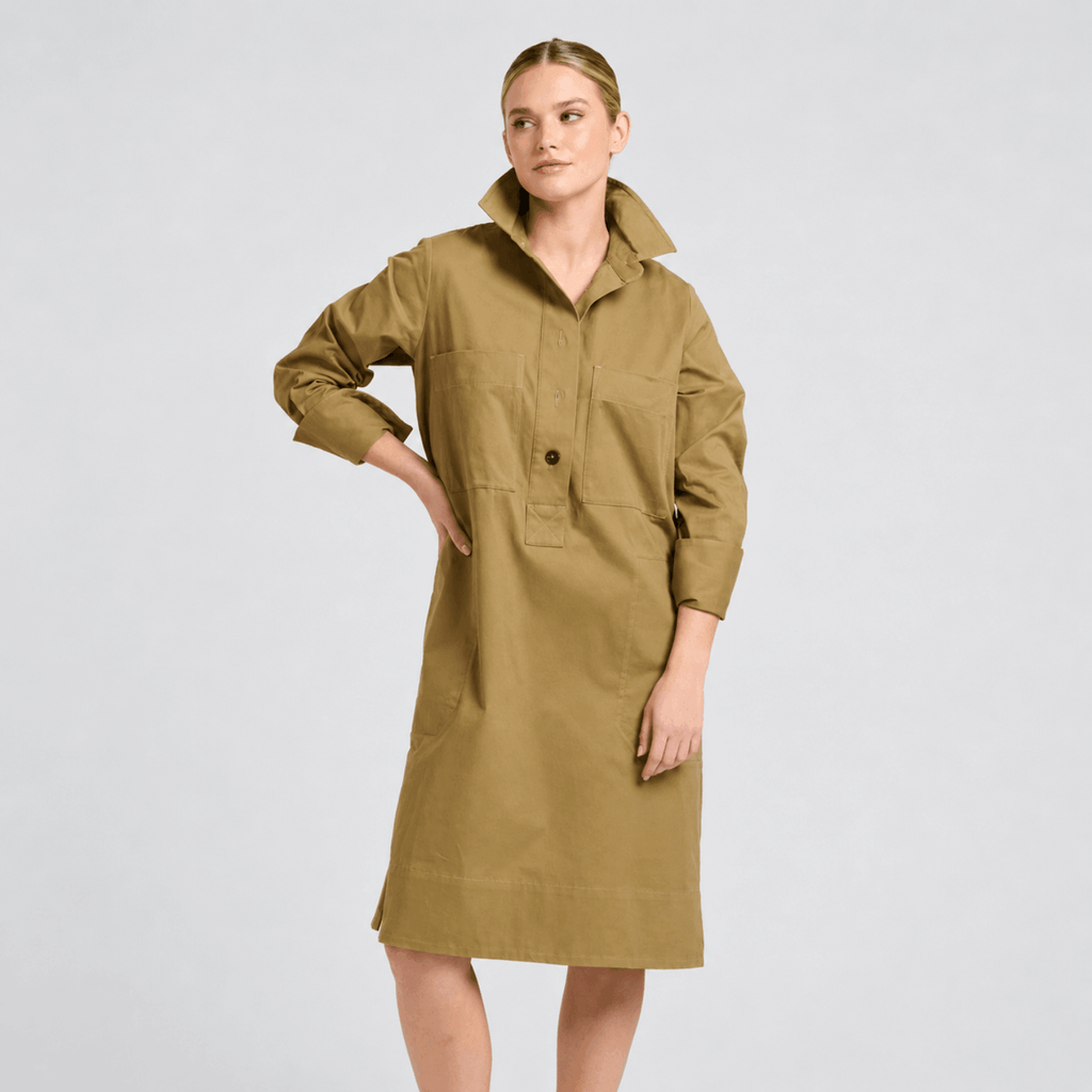 Shirty Jane Utility Popover Dress - Tan