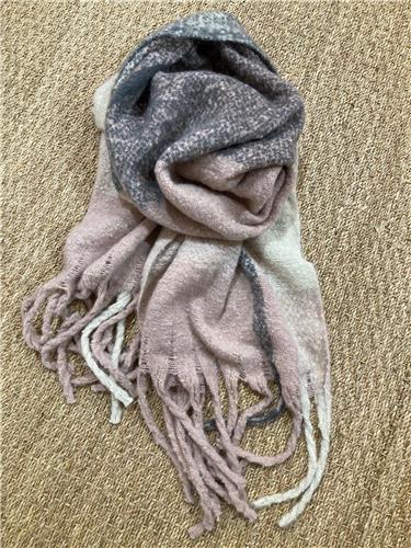 Fringed scarf - Pink/ Charcoal