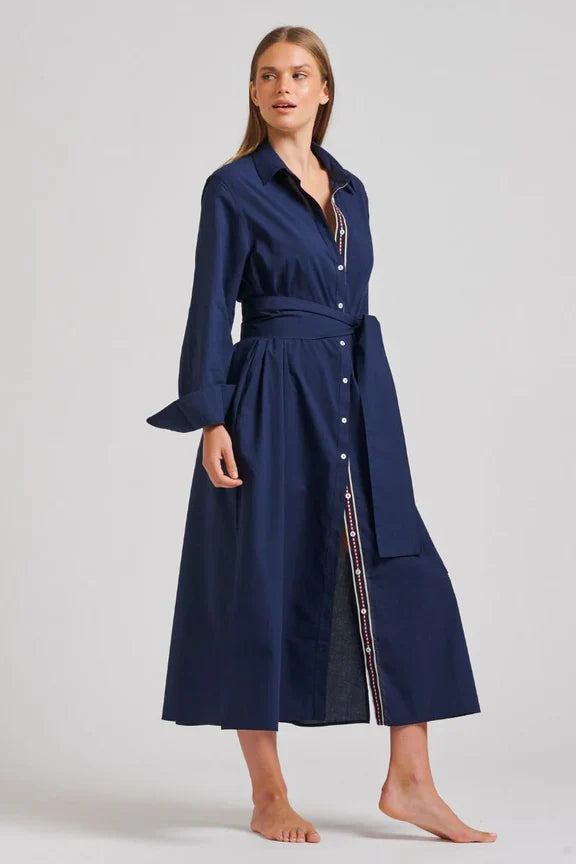 Shirty The Pippa Oversized Cotton Longline Dress - Navy