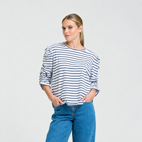 Shirty Doris Gather-Sleeve Top