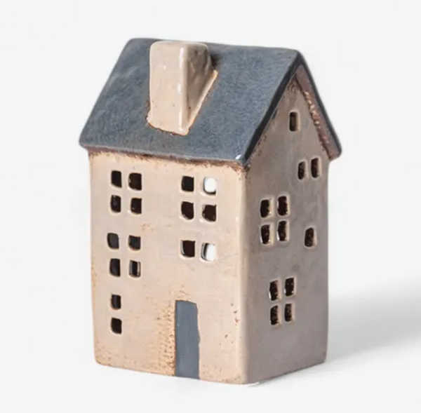 Saint Malo Tea Light House - Blue Roof