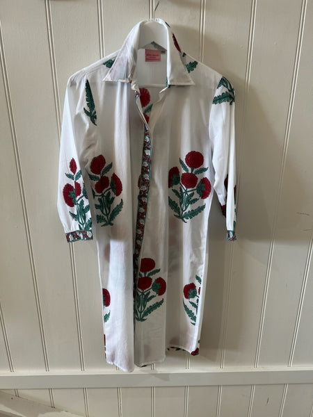 Shirt dress - Marigold Raspberry and Turquoise