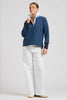 EST 1971 Rugby Frill Collar Cotton Sweatshirt - Navy Combo Stripe