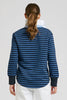 EST 1971 Rugby Frill Collar Cotton Sweatshirt - Navy Combo Stripe