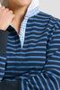 EST 1971 Rugby Frill Collar Cotton Sweatshirt - Navy Combo Stripe