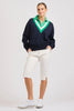 Club Style | Links Sweater - French Navy Green/Club White