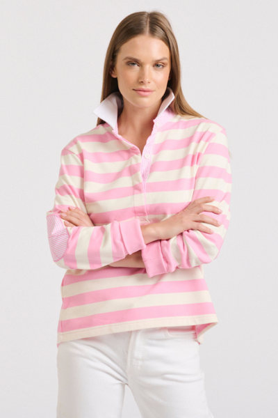 EST 1971 Rugby Cotton Sweatshirt - Pink Stripe