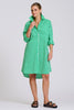 Shirty The Classic Cotton Shirt Dress - Double Green Stripe