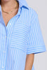 Shirty The Evie Short Sleeve Shirtdress - Double Light Blue Stripe