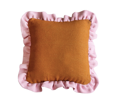 Square reversible outdoor cushion - Pecan & Pink Frill