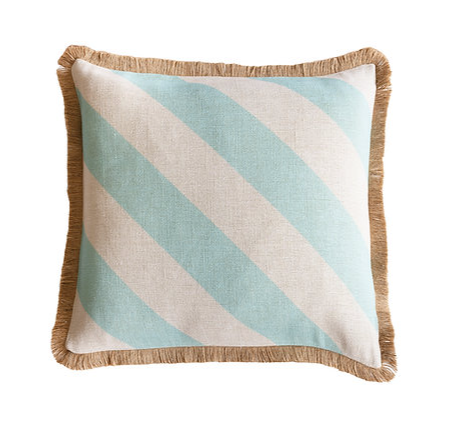 Square outdoor cushion - Aqua Diagonal Stripe