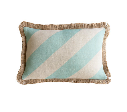Rectangular outdoor cushion - Aqua Diagonal Stripe